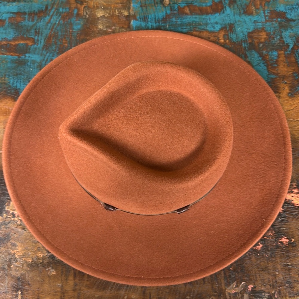 Wyeth wool hat with leather cord hatband. New with tags from Sundance.